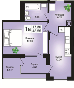 1-комнатная 48.55 м² в ЖК Престиж Холл от 12 850 грн/м², г. Стрый