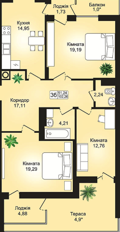 3-комнатная 102.26 м² в ЖК Престиж Холл от 11 450 грн/м², г. Стрый