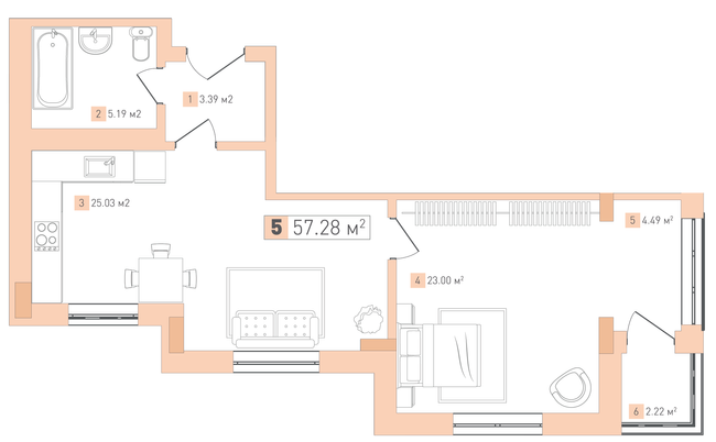 1-комнатная 57.28 м² в ЖК Срибный Дим Комфорт от 25 900 грн/м², г. Трускавец