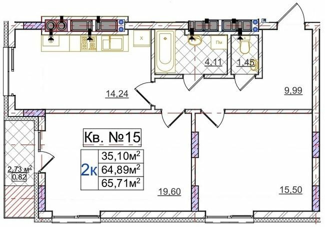2-кімнатна 65.71 м² в ЖК Сихів Яскравий від 19 450 грн/м², Львів