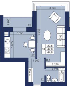 1-кімнатна 44.8 м² в ЖК Набережний від 12 500 грн/м², м. Червоноград