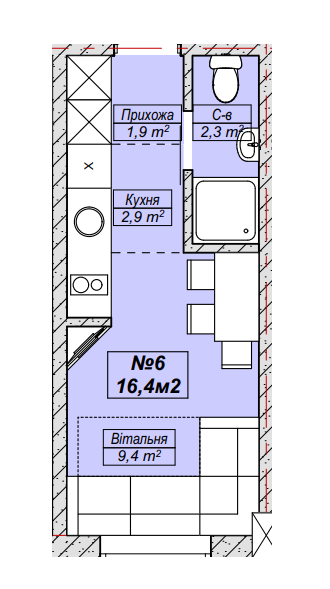 1-кімнатна 16.4 м² в ЖК Петрівський SMART від 16 400 грн/м², с. Святопетрівське