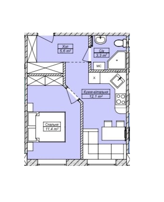 1-кімнатна 32.4 м² в ЖК Петрівський SMART від 16 350 грн/м², с. Святопетрівське