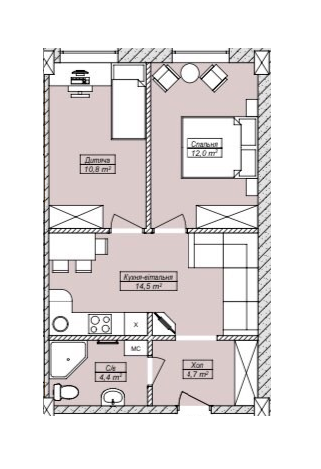 1-кімнатна 46.7 м² в ЖК Петрівський SMART від 16 350 грн/м², с. Святопетрівське