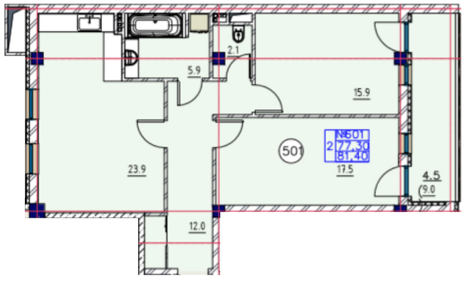2-кімнатна 81.4 м² в ЖК Простір на Шмідта від забудовника, Одеса