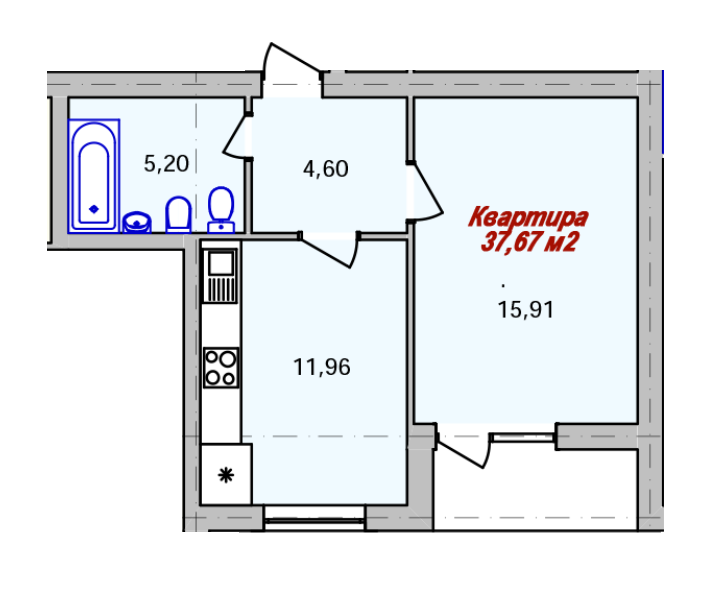 1-кімнатна 37.67 м² в ЖК ECOtown від 19 200 грн/м², Ужгород