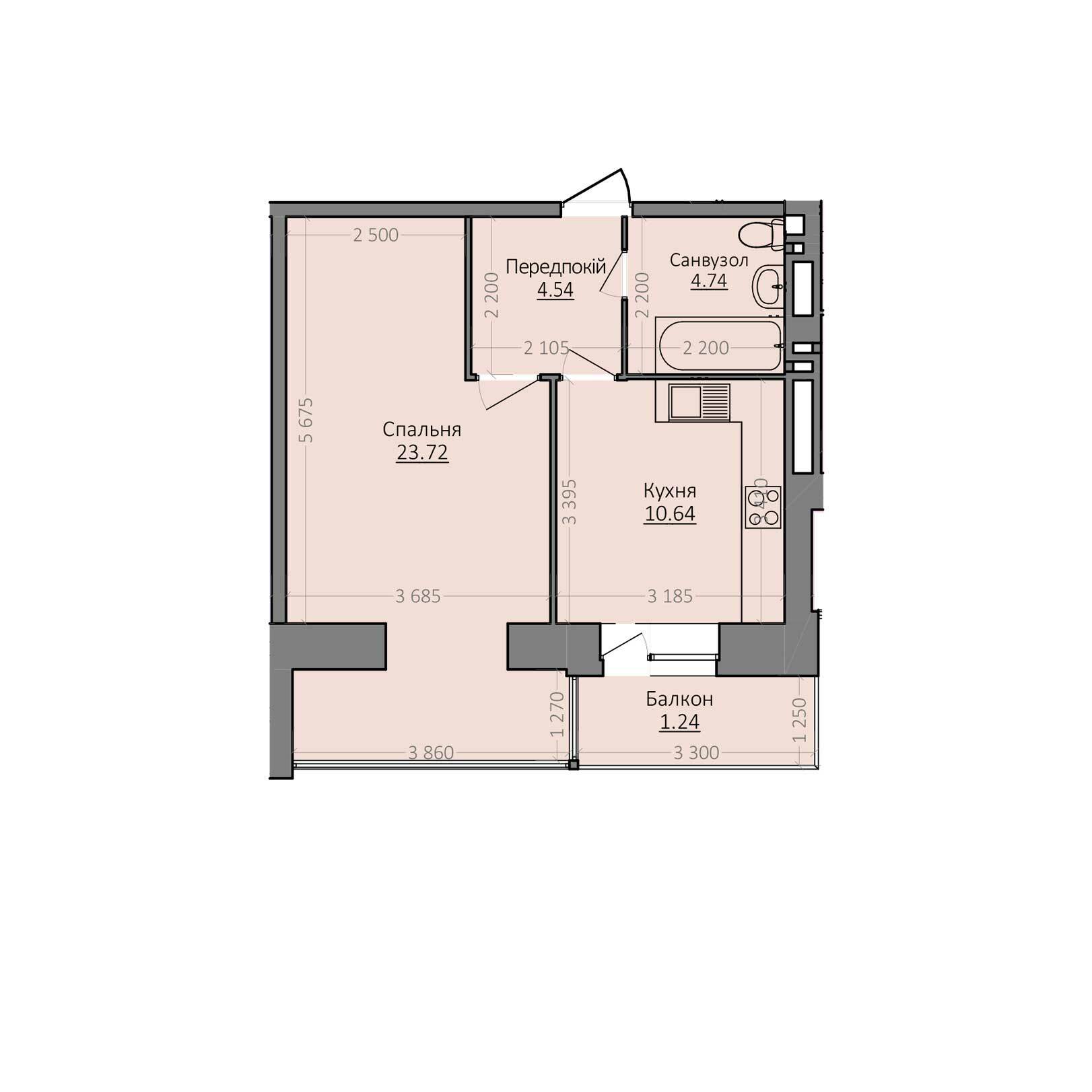 1-комнатная 44.88 м² в ЖК Эгоист от 11 000 грн/м², Хмельницкий