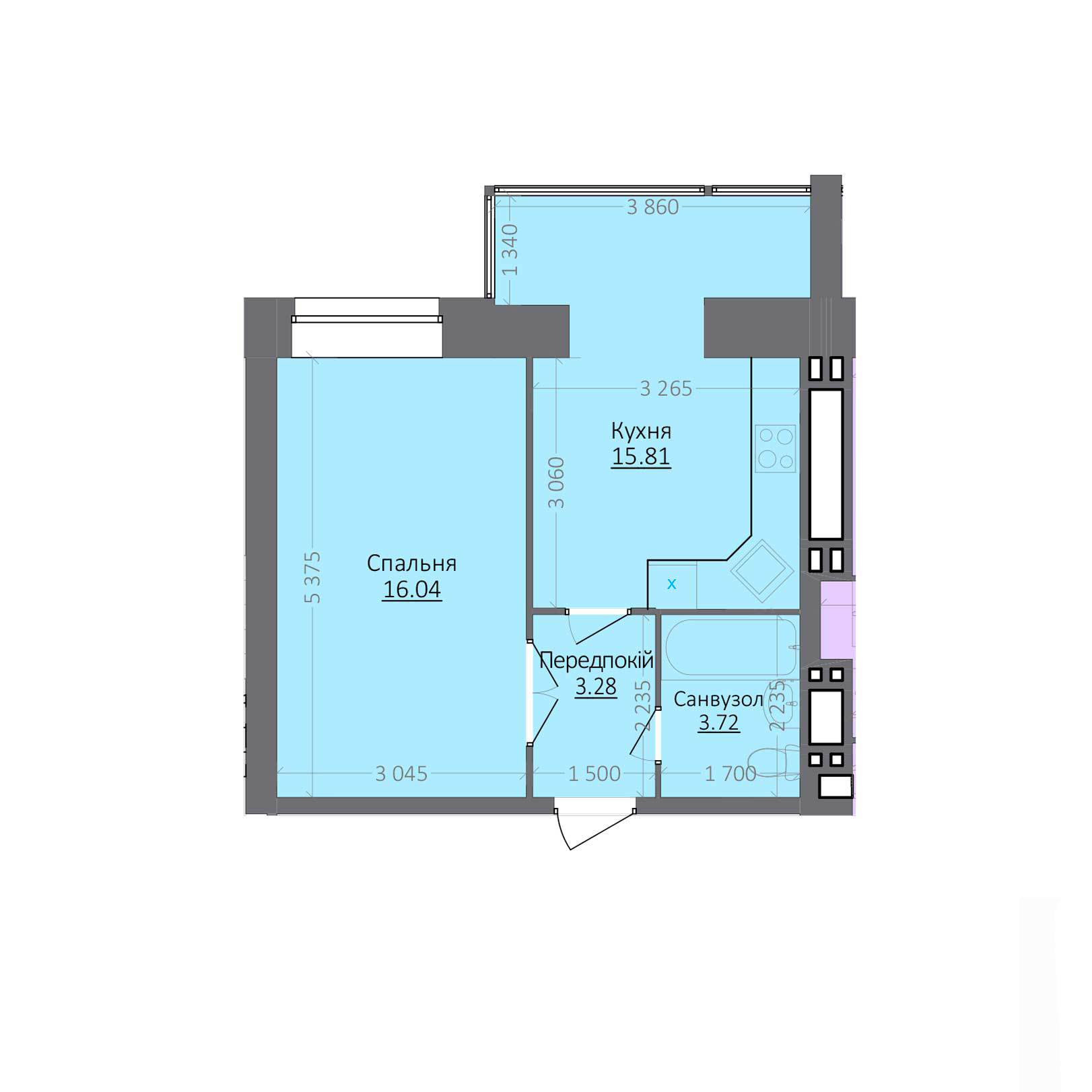 1-комнатная 31.85 м² в ЖК Эгоист от 11 000 грн/м², Хмельницкий