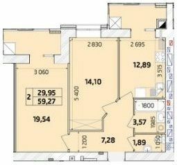 2-кімнатна 59.27 м² в ЖК Масани від забудовника, Чернігів