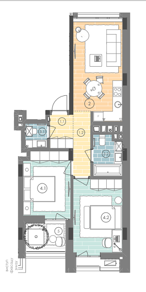 2-кімнатна 60.8 м² в ЖК UNIT.Home від 58 150 грн/м², Київ