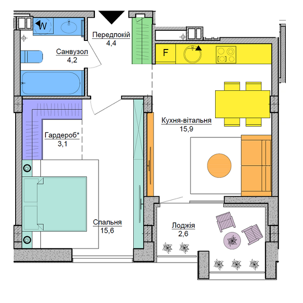 1-комнатная 42.7 м² в ЖК Respublika от 37 790 грн/м², Киев
