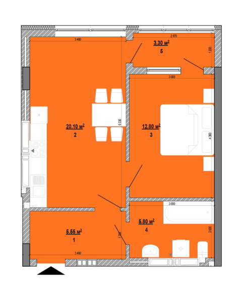 1-кімнатна 47.55 м² в ЖК Forward від 45 560 грн/м², Київ
