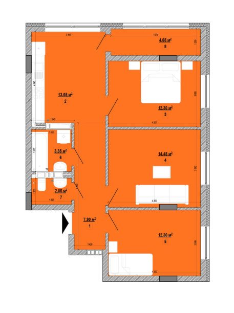 3-кімнатна 70.65 м² в ЖК Forward від 41 540 грн/м², Київ