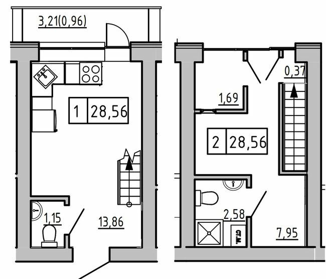 Двухуровневая 28.56 м² в ЖК KEKS от 15 200 грн/м², пгт Авангард