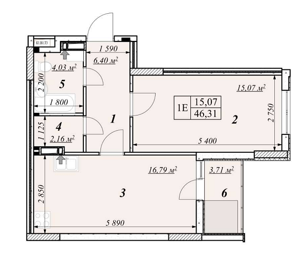 1-кімнатна 46.31 м² в ЖК Зіркова Вежа 2 від 22 800 грн/м², м. Вишгород