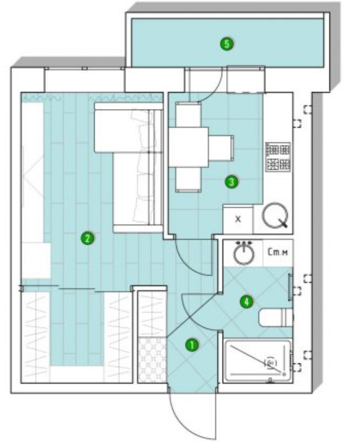 1-кімнатна 31.79 м² в ЖК Центральний від 14 200 грн/м², смт Великодолинське