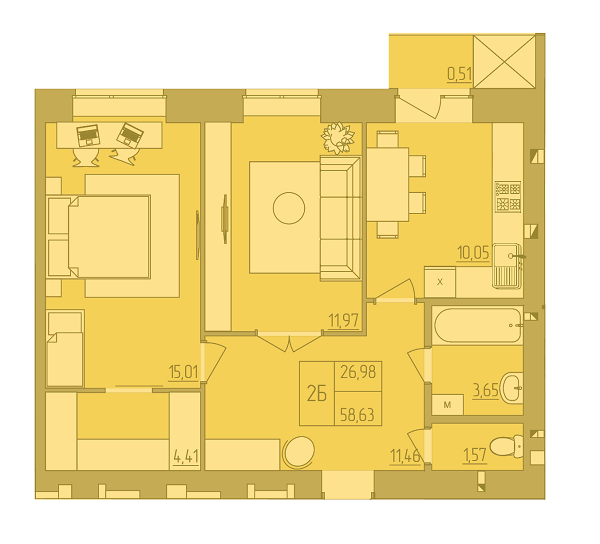 2-кімнатна 58.63 м² в ЖК Синергия Glass від 14 700 грн/м², Рівне