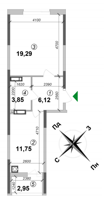 1-комнатная 43.96 м² в ЖК Оптимісто от 19 000 грн/м², с. Гатное