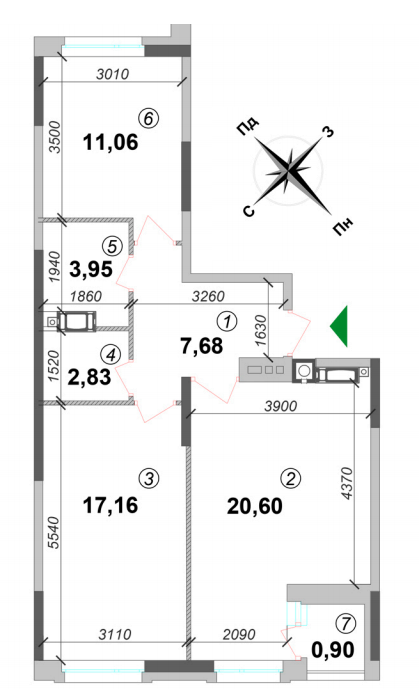 2-комнатная 64.2 м² в ЖК Оптимісто от 18 000 грн/м², с. Гатное