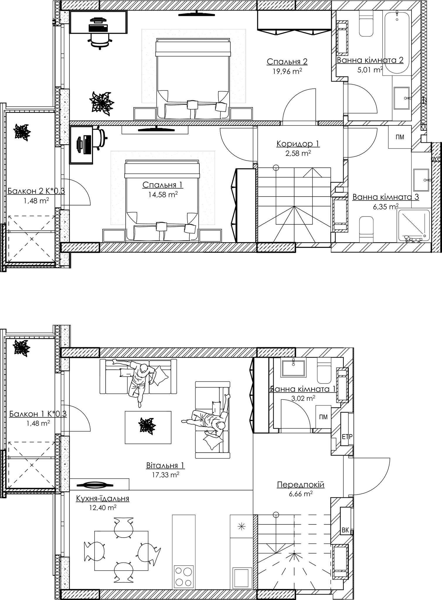 Дворівнева 90.85 м² в ЖК BOSTON Creative House від 37 536 грн/м², Київ