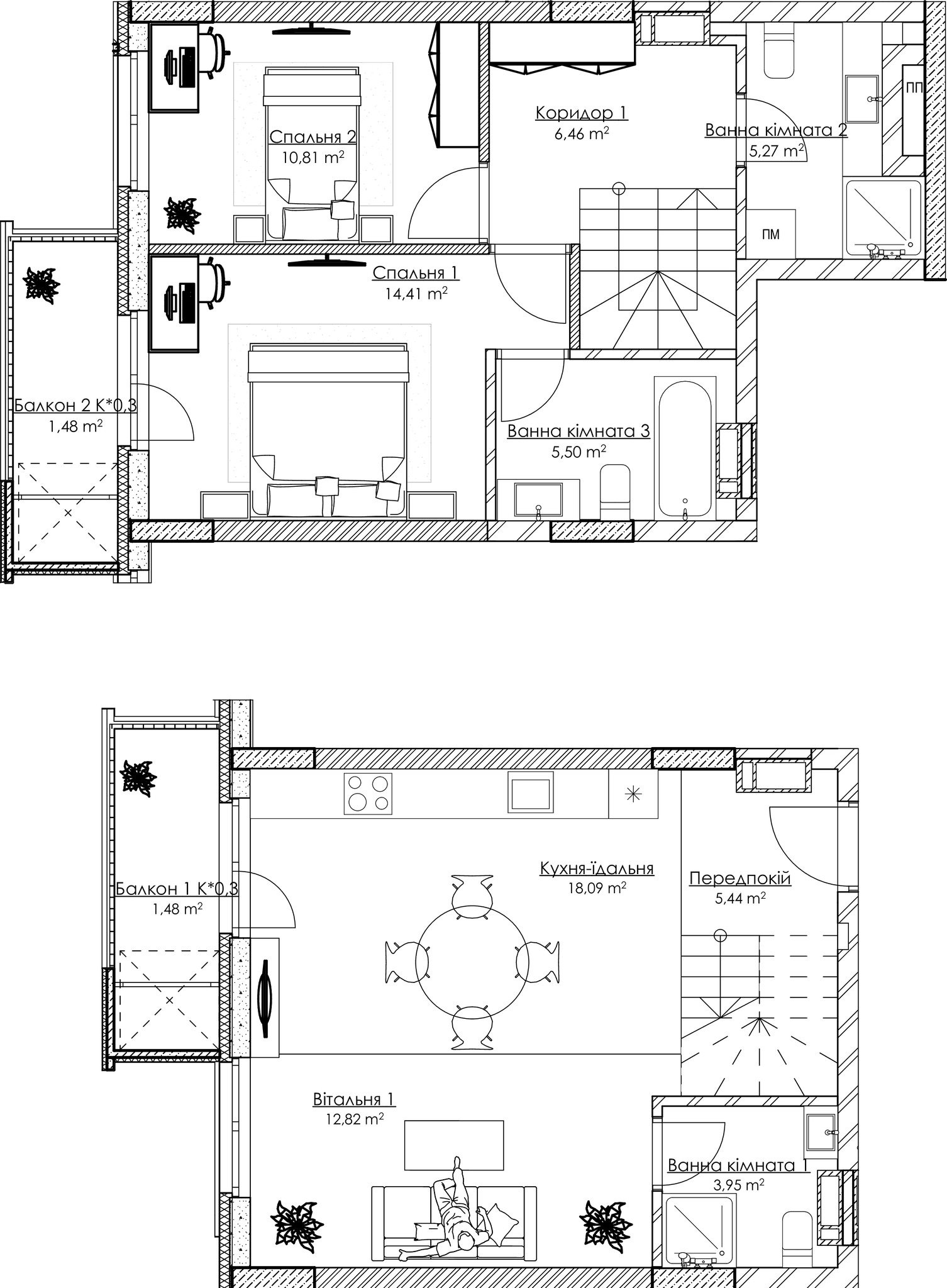 Дворівнева 85.71 м² в ЖК BOSTON Creative House від 37 169 грн/м², Київ