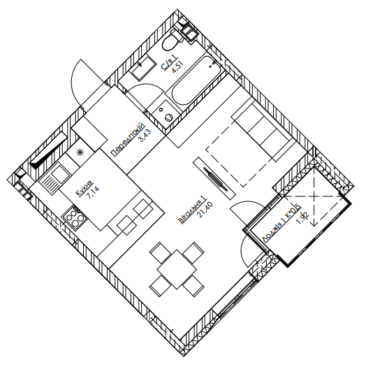 1-кімнатна 38.4 м² в ЖК O2 Residence від 21 643 грн/м², Київ