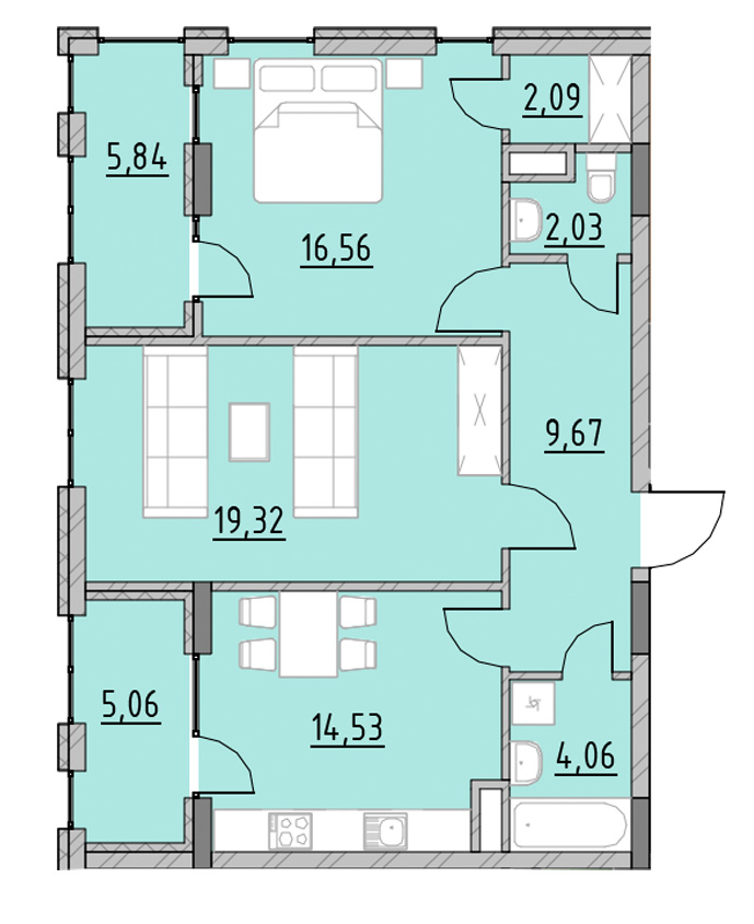 2-комнатная 79.16 м² в ЖК Велика Британія от 33 553 грн/м², Львов