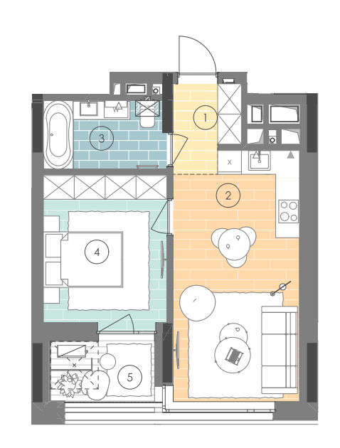 1-кімнатна 42.4 м² в ЖК UNIT.Home від 65 300 грн/м², Київ