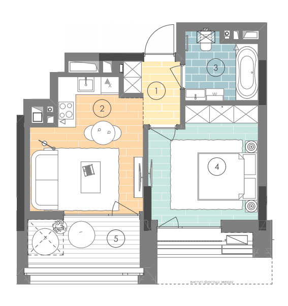 1-кімнатна 43.7 м² в ЖК UNIT.Home від 65 300 грн/м², Київ