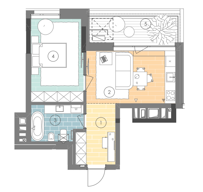1-кімнатна 44.7 м² в ЖК UNIT.Home від 65 300 грн/м², Київ