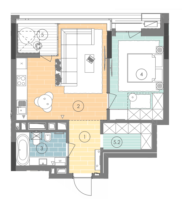1-кімнатна 54.6 м² в ЖК UNIT.Home від 57 400 грн/м², Київ