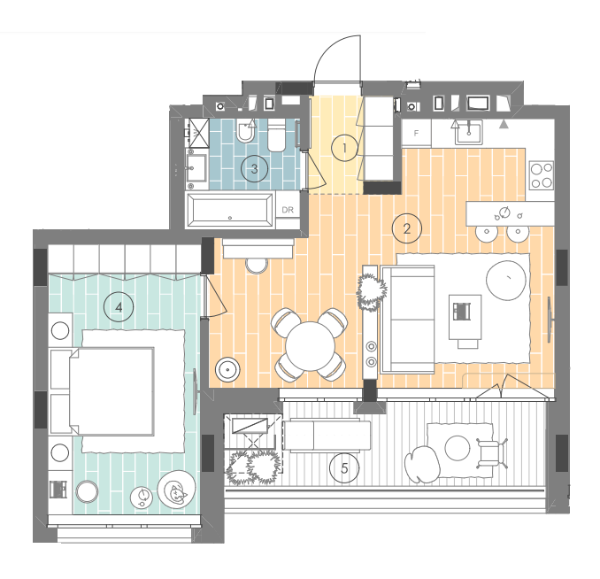 1-кімнатна 59.3 м² в ЖК UNIT.Home від 57 400 грн/м², Київ