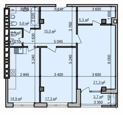 2-кімнатна 83.15 м² в ЖК Октава від 38 650 грн/м², Харків