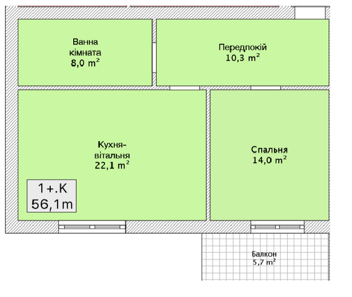 1-комнатная 56.1 м² в ЖК Хмельницкое шоссе, 40 от 23 050 грн/м², Винница