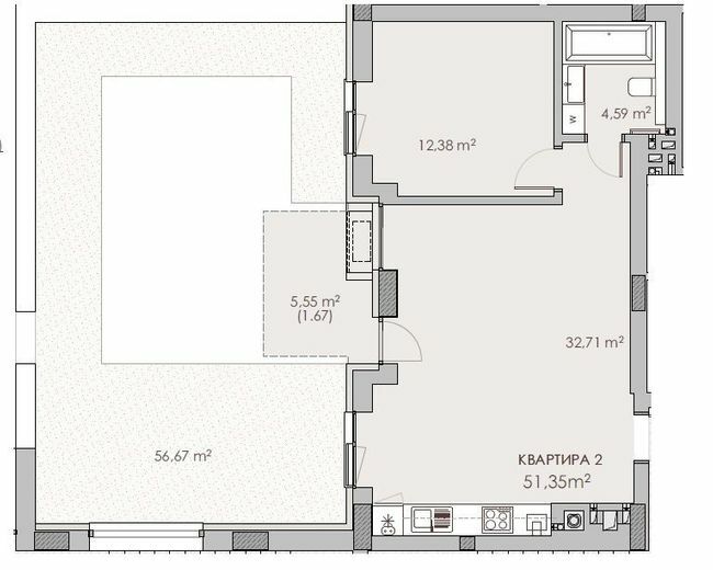 1-комнатная 51.35 м² в ЖК Княжий холл от 48 000 грн/м², Львов