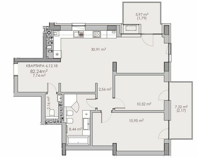 2-комнатная 82.24 м² в ЖК Княжий холл от 48 000 грн/м², Львов