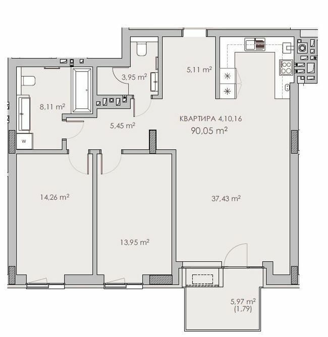 2-комнатная 90.05 м² в ЖК Княжий холл от 48 000 грн/м², Львов