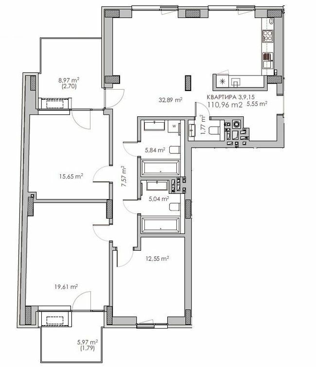 3-комнатная 110.96 м² в ЖК Княжий холл от 48 000 грн/м², Львов