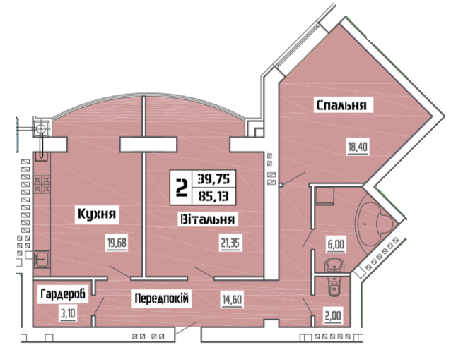 2-кімнатна 85.13 м² в ЖК на вул. Коперника, 83 від 24 500 грн/м², Луцьк