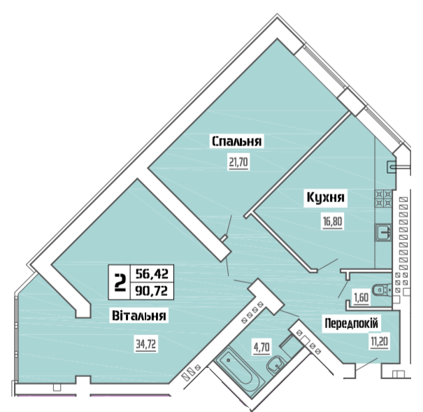 2-кімнатна 90.72 м² в ЖК на вул. Коперника, 83 від 24 500 грн/м², Луцьк