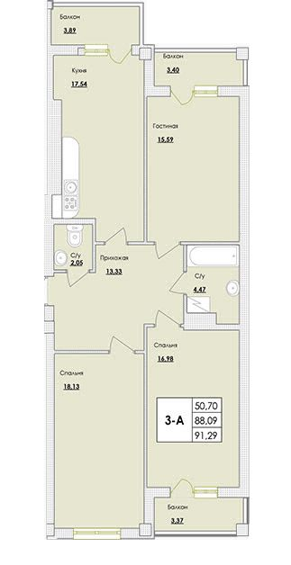 3-кімнатна 91.29 м² в ЖК Парк Совіньон від 19 850 грн/м², смт Таїрове