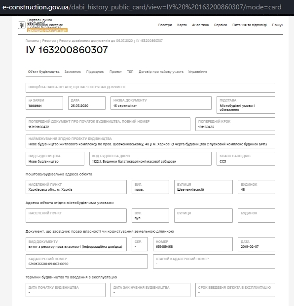 Сертифікат про готовність Дом 11, ЖК Пташка