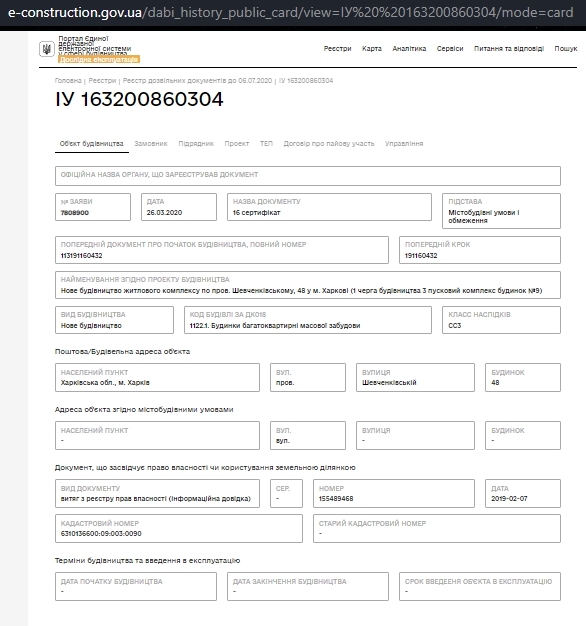 Сертифікат про готовність Дома 9А, 9Б, ЖК Пташка