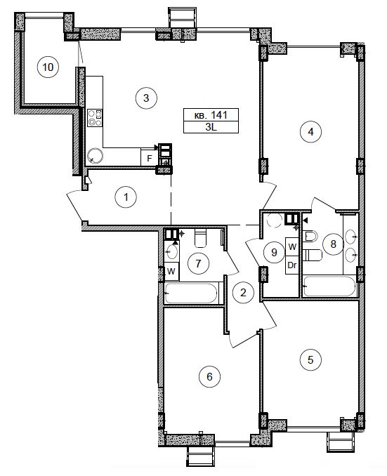 3-кімнатна 94.3 м² в ЖК Respublika від 36 493 грн/м², Київ