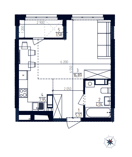 1-комнатная 37.83 м² в ЖК Современный квартал от 18 800 грн/м², Киев