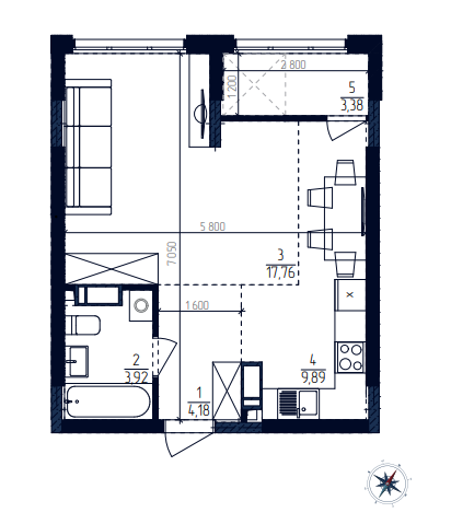 1-комнатная 39.13 м² в ЖК Современный квартал от 38 000 грн/м², Киев