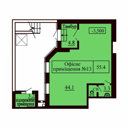 Помещение свободного назначения 54.4 м² в ЖК София Сити от застройщика, с. Софиевская Борщаговка