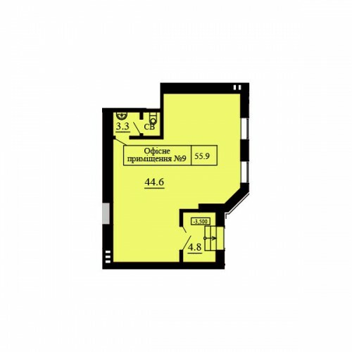 Помещение свободного назначения 55.9 м² в ЖК София Сити от застройщика, с. Софиевская Борщаговка