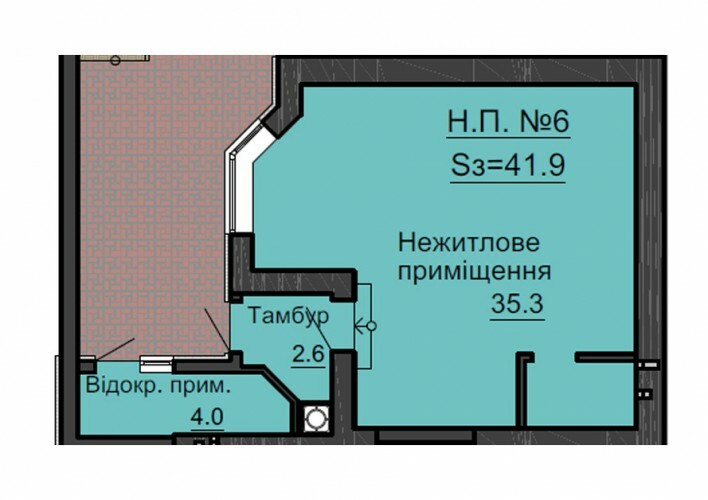 Помещение свободного назначения 41.9 м² в ЖК София Сити от застройщика, с. Софиевская Борщаговка