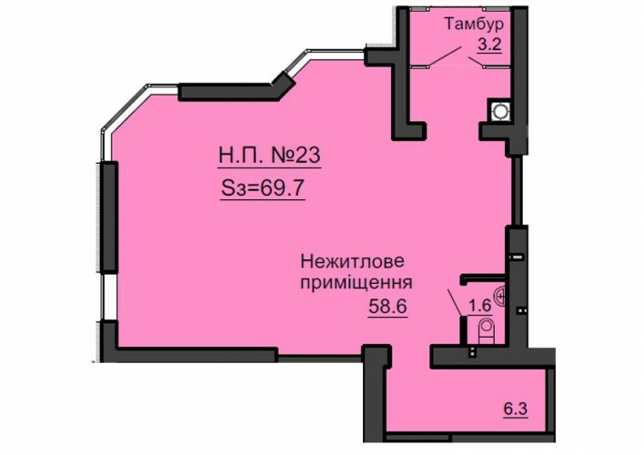 Помещение свободного назначения 69.7 м² в ЖК София Сити от застройщика, с. Софиевская Борщаговка